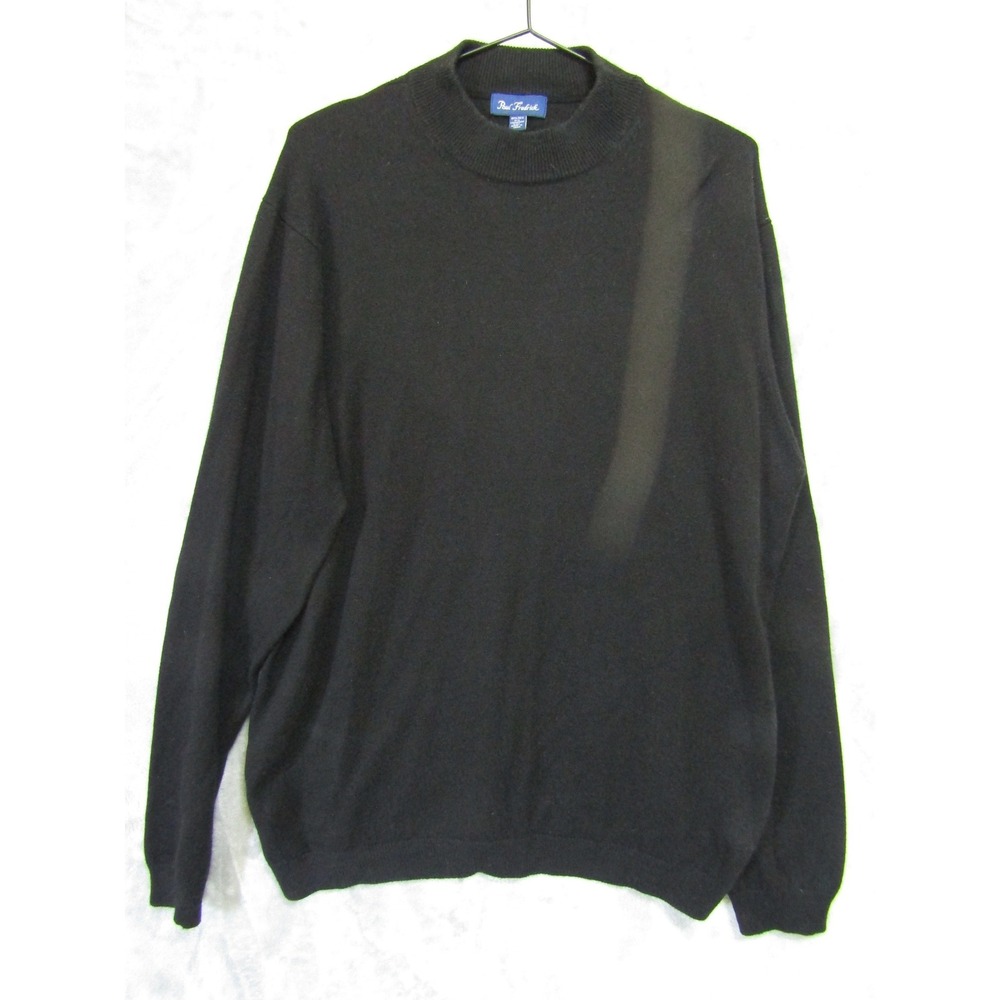 Paul Fredrick‎ Sweater Mens XXL Black Good Silk Cashmere Mock Neck Long Sleeve